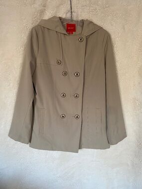 Esprit Trench Coat, short length with hood, size medium